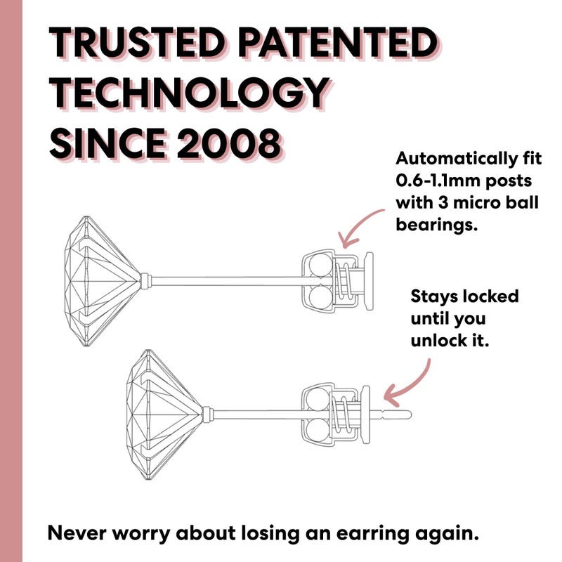 Chrysmela Catch Yellow Gold most secure high tech earring lock earring back replacement for all types of earring posts auto adjustable auto locking hypoallergenic patented in 5 countries - Image 3